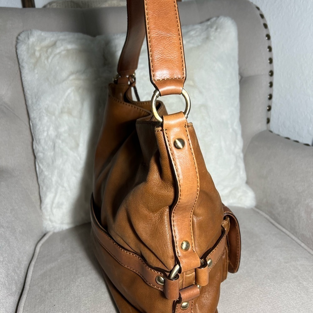 Pre-Owned Michael Kors Genuine Brown Soft Leather Large Shoulder Tote Bag - Picture 4 of 11